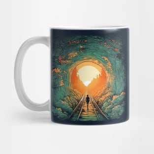 Tunnel of Love, Ukraine cartoon sunset illustration Mug